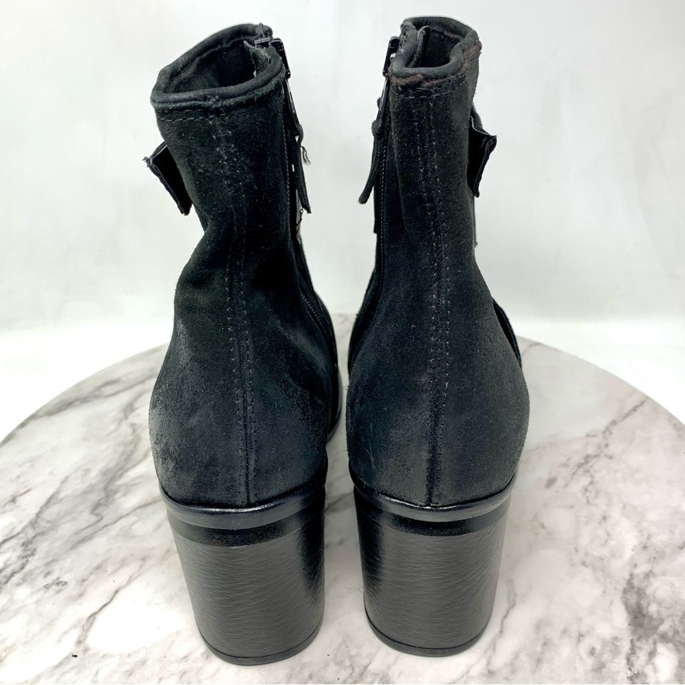 Miz Mooz Jalissa Black Leather Strappy Booties 40 Goth Moto Edgy Comfy Bohemian - Picture 5 of 16